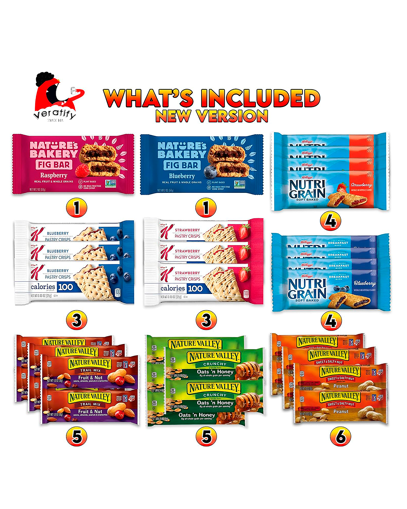 72 Count - Snacks Box Variety Pack for Adults, Bars &amp; Nuts Variety, Assorted Packaged Granola Bars, Breakfast Bars, Nuts, and Trail Mix Individual Packs